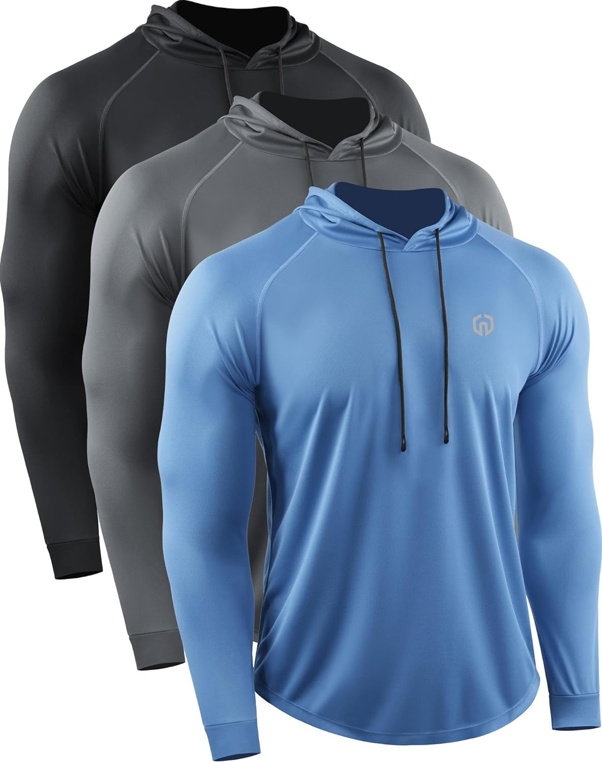 Men'S Dry Fit Athletic Shirt Workout Running Long Sleeve Shirts with Hoods