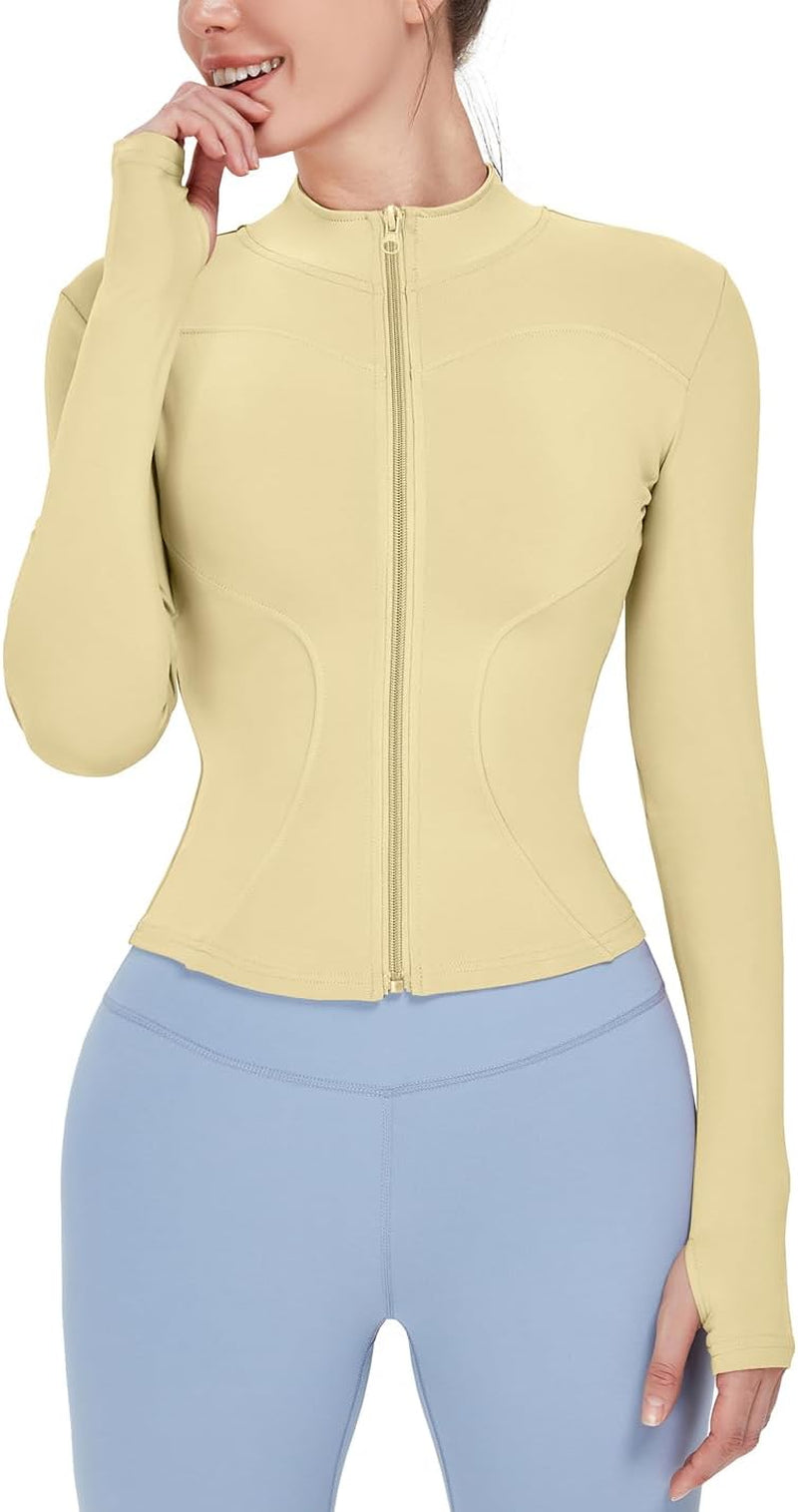Women'S Lightweight Stretchy Workout Full Zip Running Track Jacket with Thumb Holes