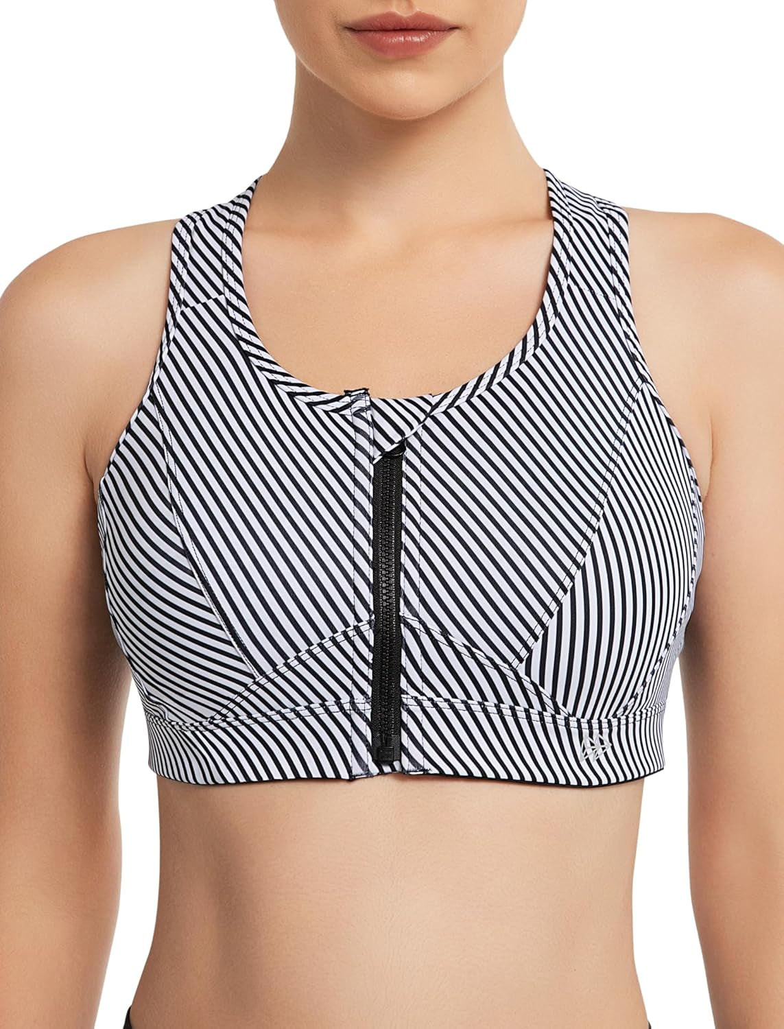 Zip Front Sports Bra - High Impact Sports Bras for Women plus Size Workout Fitness Running