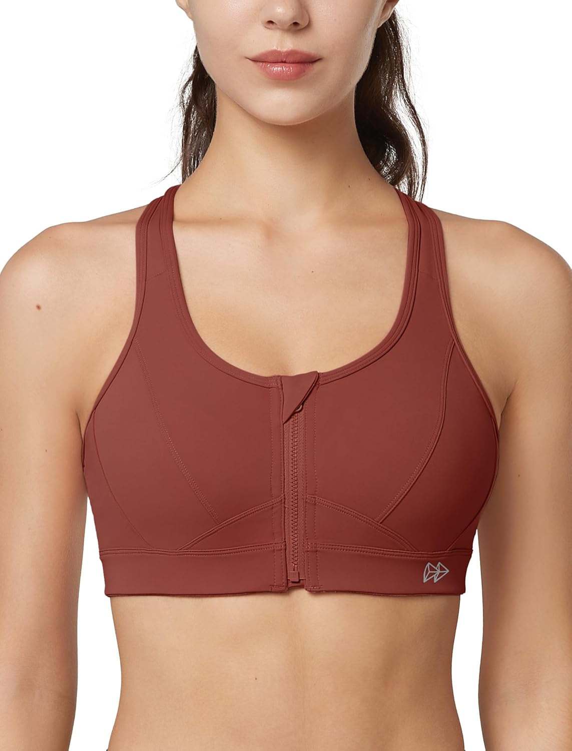 Zip Front Sports Bra - High Impact Sports Bras for Women plus Size Workout Fitness Running