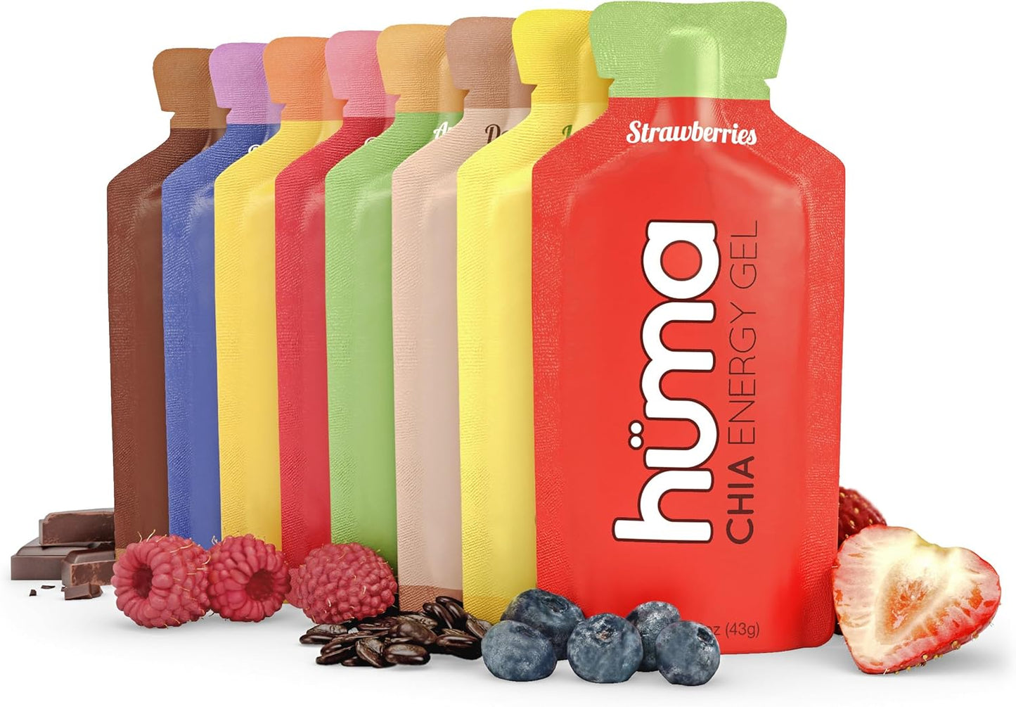 Huma Chia Energy Gel, Blueberries, 12 Gels - Premier Sports Nutrition for Endurance Exercise