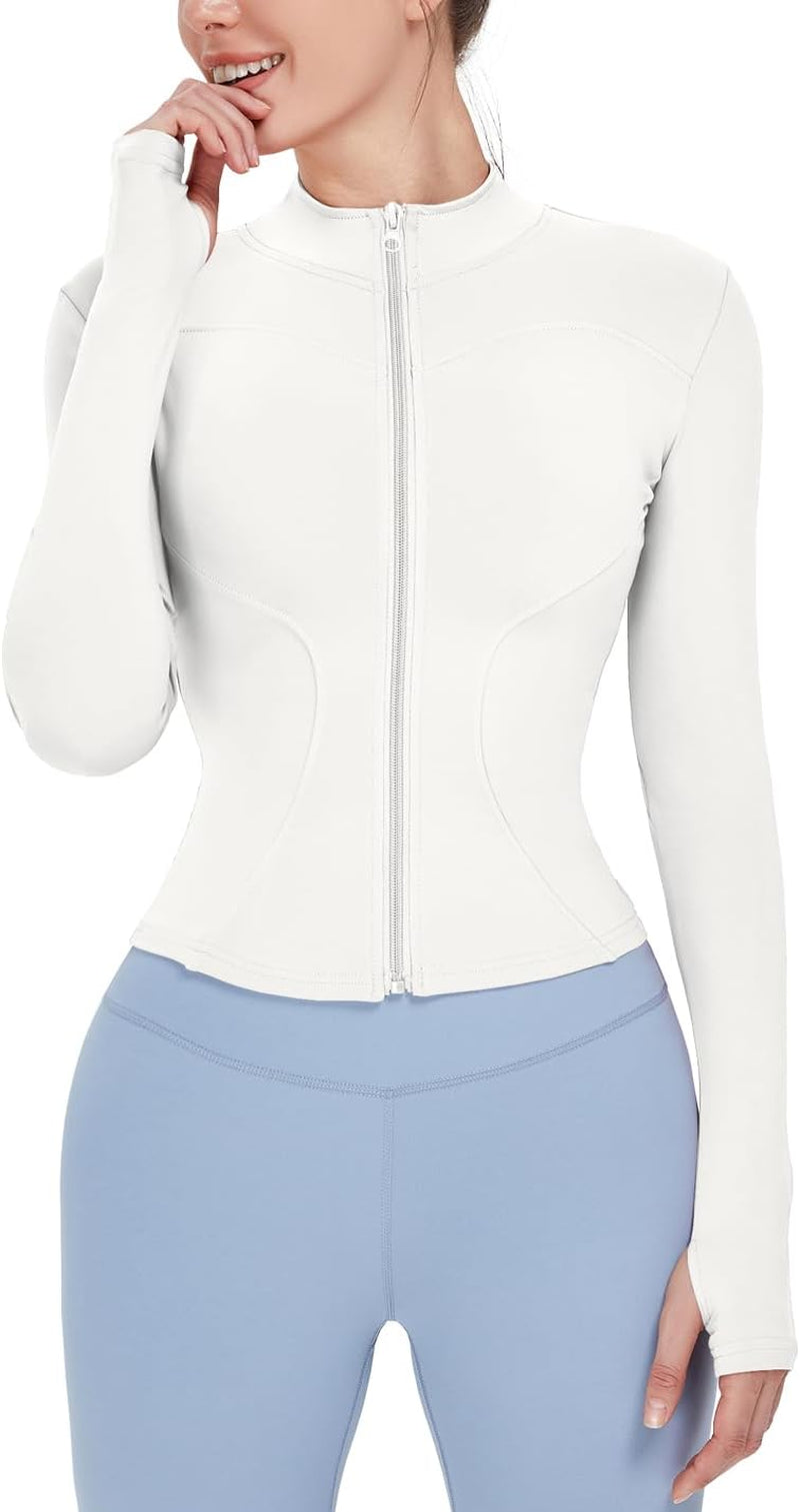 Women'S Lightweight Stretchy Workout Full Zip Running Track Jacket with Thumb Holes