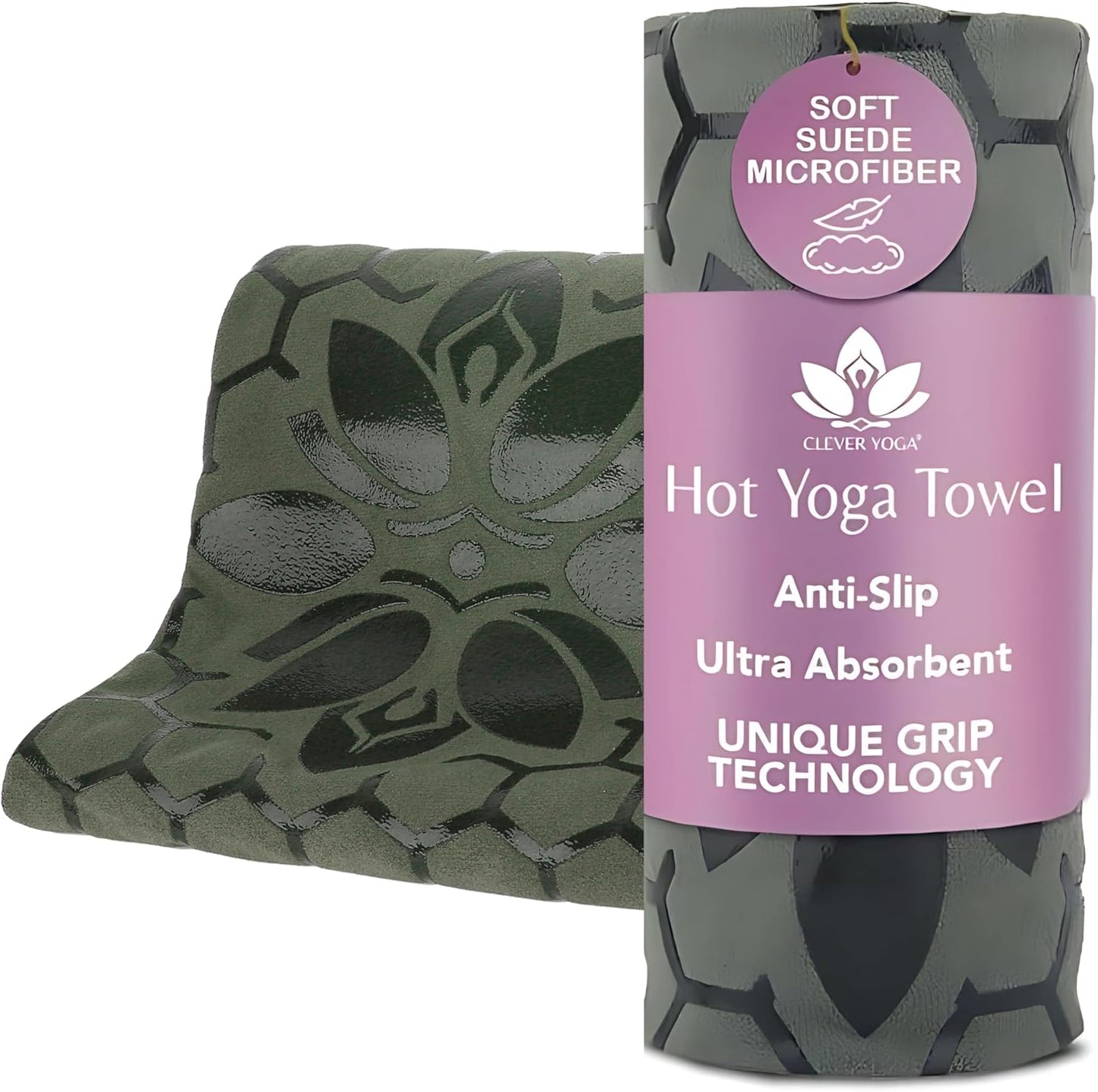 Hot Yoga Mat Towel – Non-Slip Grip for Hot Yoga, Sweat Absorbent, Honeycomb Silicone Grip, Stays Flat – Ideal for Pilates, Travel, Washable & Lightweight - Dark Blue
