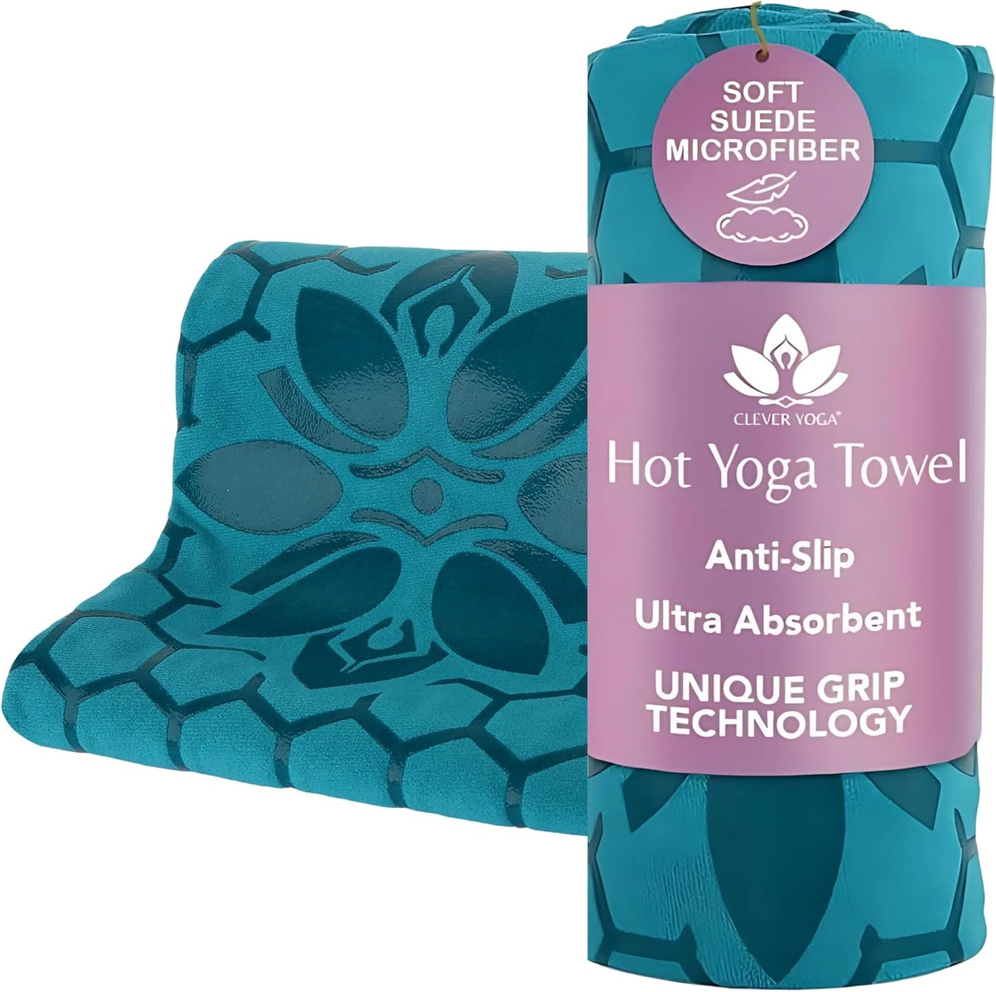 Hot Yoga Mat Towel – Non-Slip Grip for Hot Yoga, Sweat Absorbent, Honeycomb Silicone Grip, Stays Flat – Ideal for Pilates, Travel, Washable & Lightweight - Dark Blue