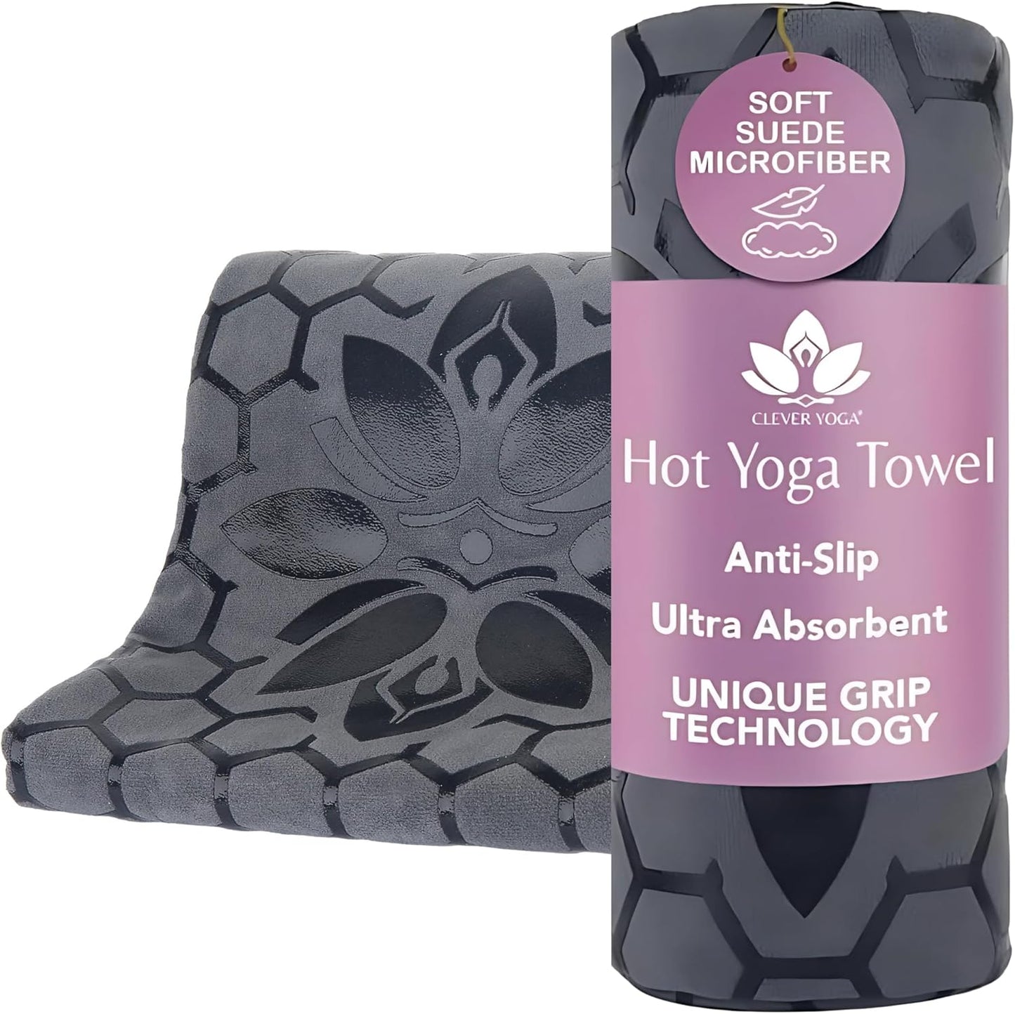 Hot Yoga Mat Towel – Non-Slip Grip for Hot Yoga, Sweat Absorbent, Honeycomb Silicone Grip, Stays Flat – Ideal for Pilates, Travel, Washable & Lightweight - Dark Blue