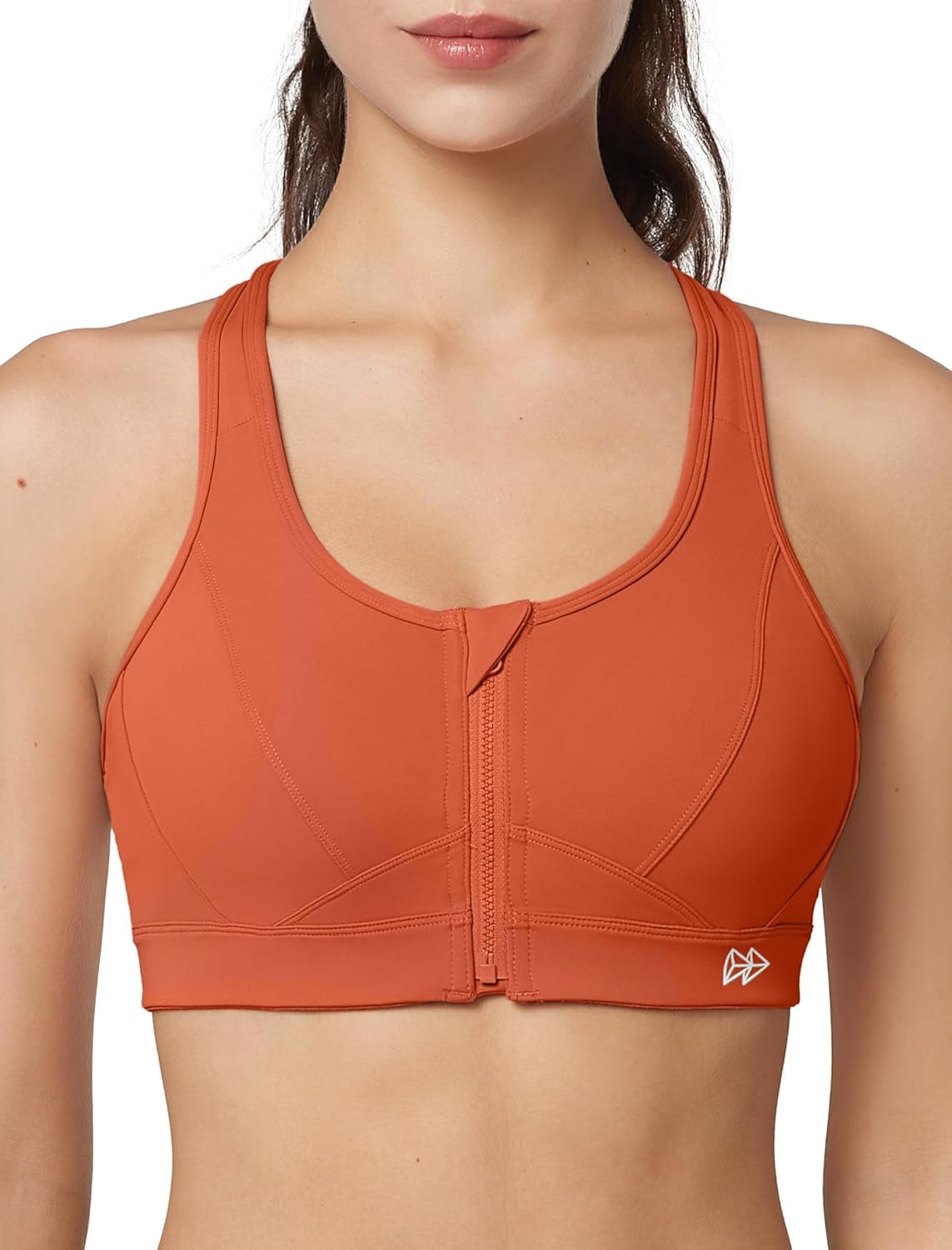 Zip Front Sports Bra - High Impact Sports Bras for Women plus Size Workout Fitness Running