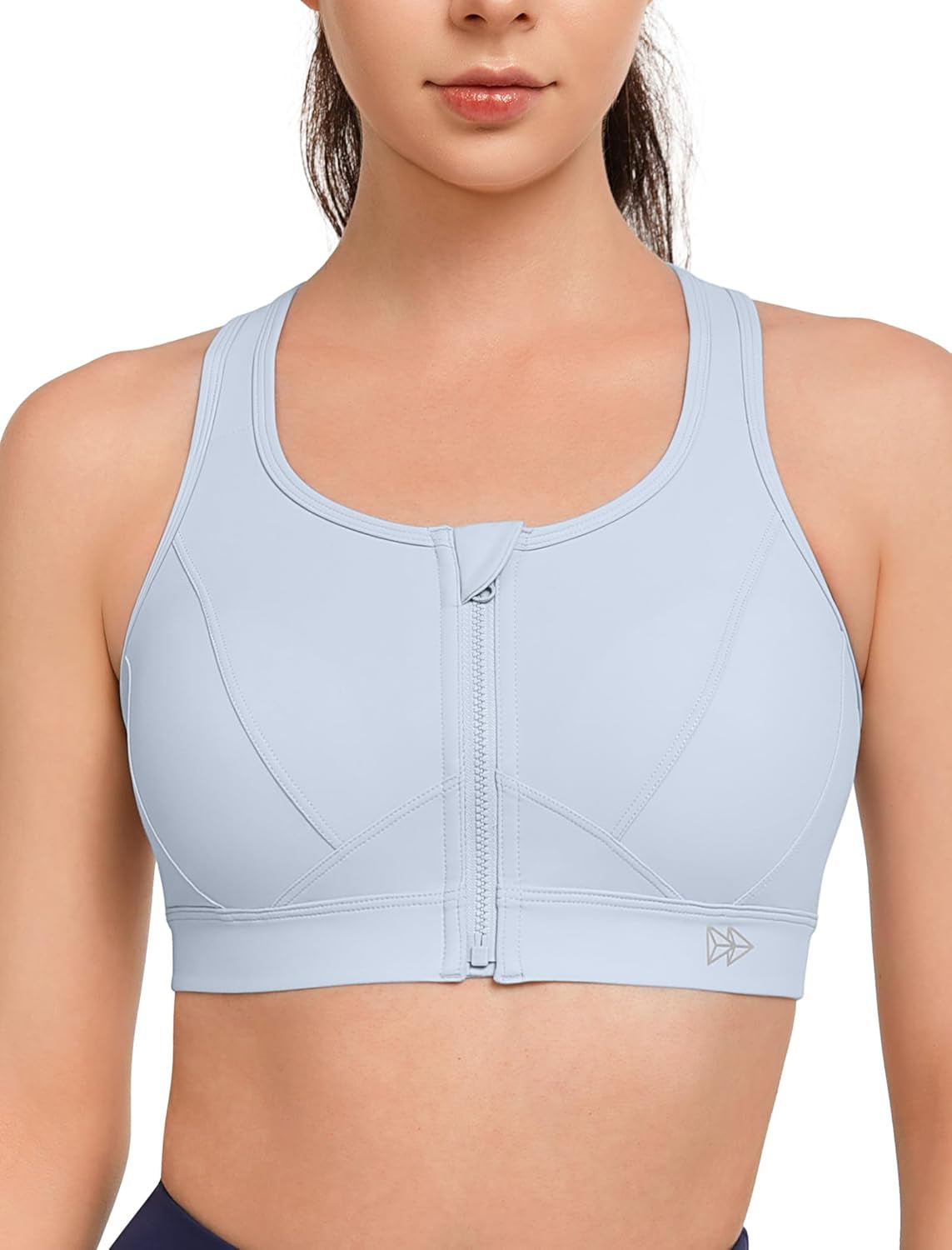 Zip Front Sports Bra - High Impact Sports Bras for Women plus Size Workout Fitness Running