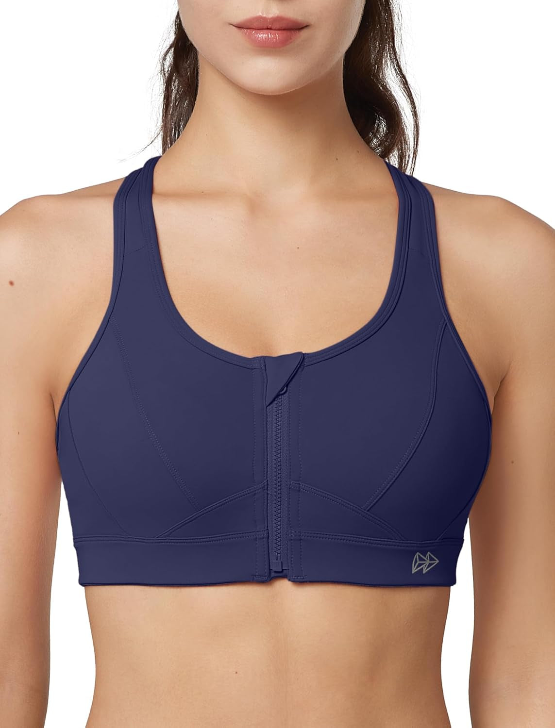 Zip Front Sports Bra - High Impact Sports Bras for Women plus Size Workout Fitness Running