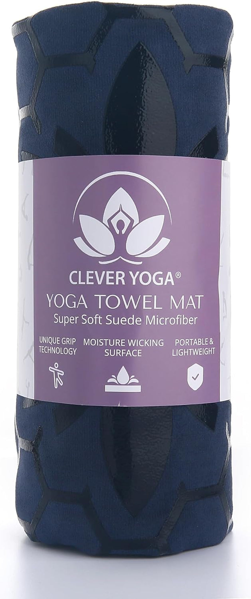 Hot Yoga Mat Towel – Non-Slip Grip for Hot Yoga, Sweat Absorbent, Honeycomb Silicone Grip, Stays Flat – Ideal for Pilates, Travel, Washable & Lightweight - Dark Blue