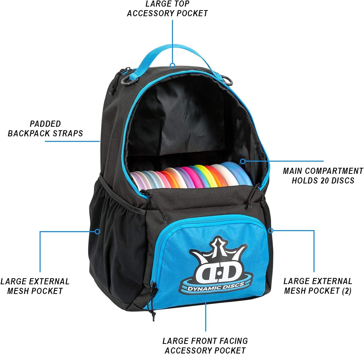 Cadet Disc Golf Bag - 17+ Discs Capacity - Beginner Disc Golf Accessories for Men - USA Business & Support - Includes Accessories Pouch & Water Bottle Holder - Lightweight & Durable