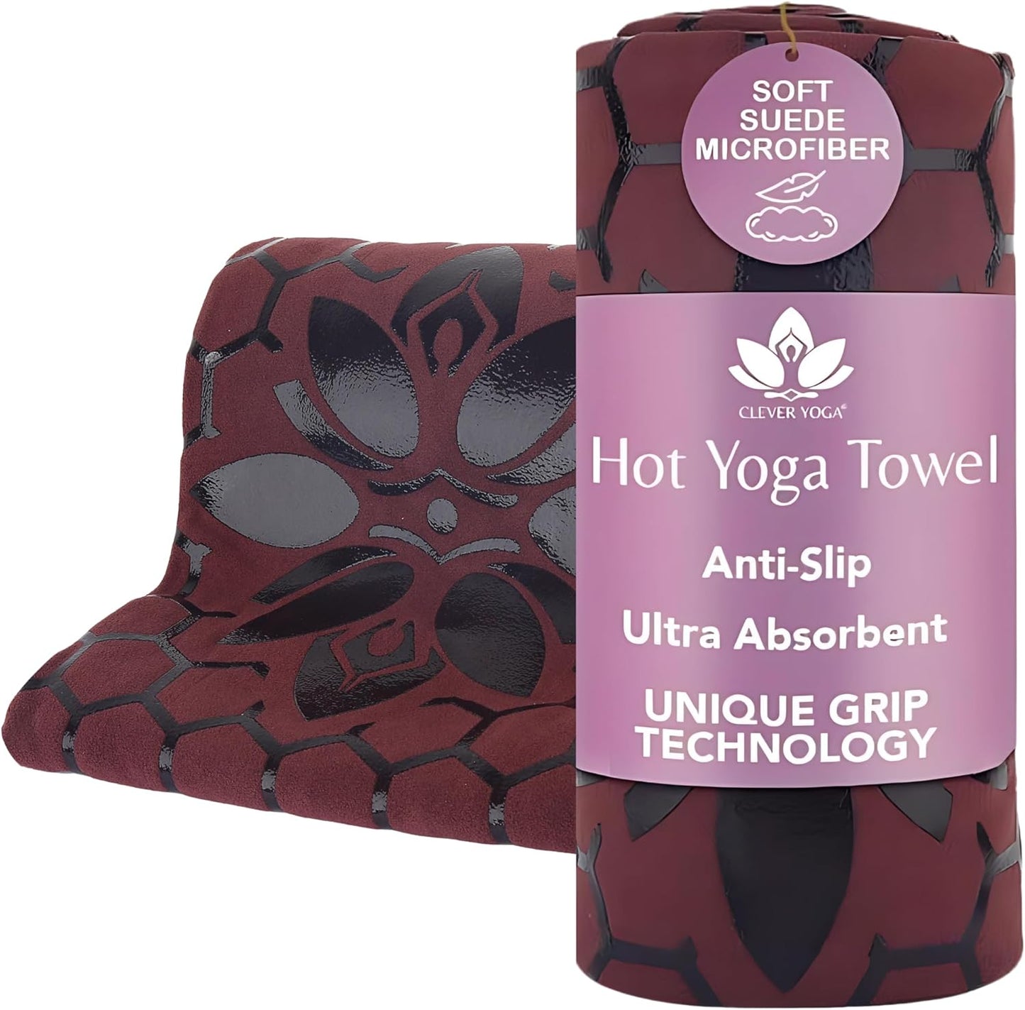 Hot Yoga Mat Towel – Non-Slip Grip for Hot Yoga, Sweat Absorbent, Honeycomb Silicone Grip, Stays Flat – Ideal for Pilates, Travel, Washable & Lightweight - Dark Blue