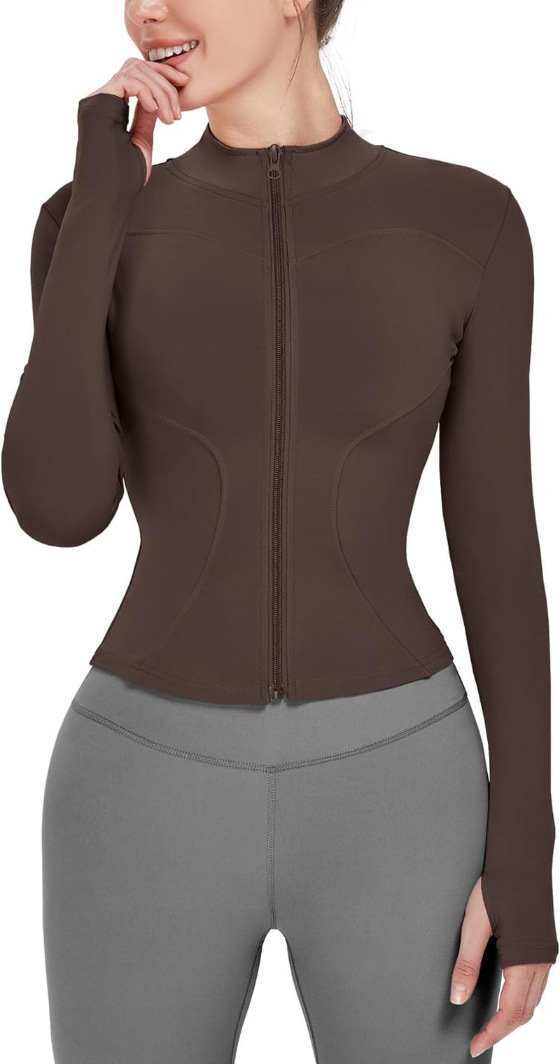 Women'S Lightweight Stretchy Workout Full Zip Running Track Jacket with Thumb Holes