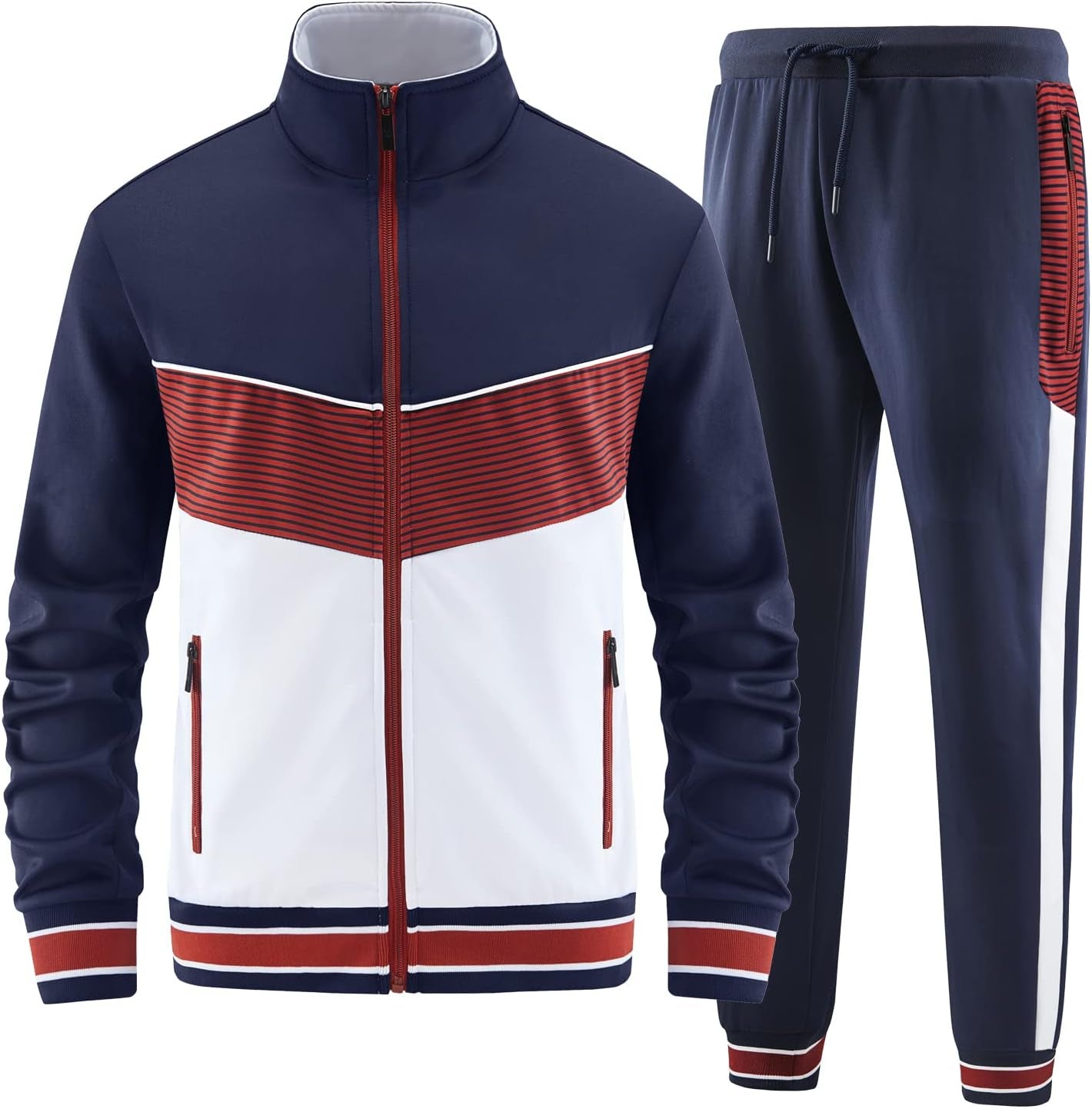 Men'S Casual Tracksuits Long Sleeve Jogging Suits Sweatsuit Sets Track Jackets and Pants 2 Piece Outfit