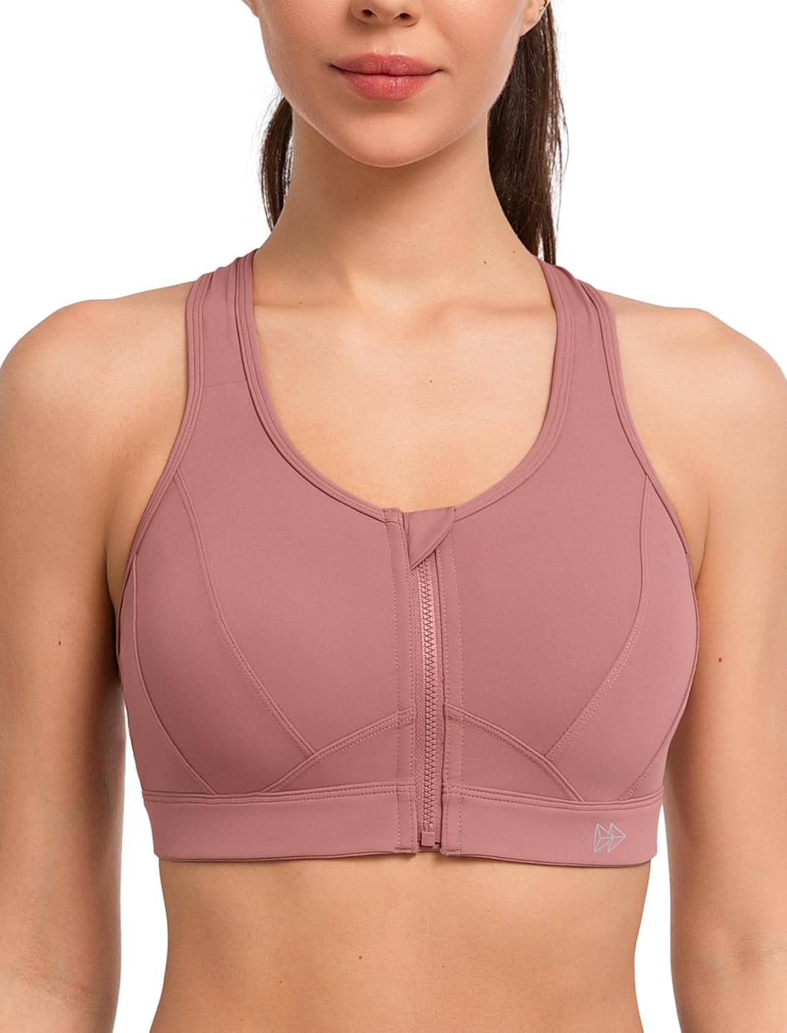 Zip Front Sports Bra - High Impact Sports Bras for Women plus Size Workout Fitness Running